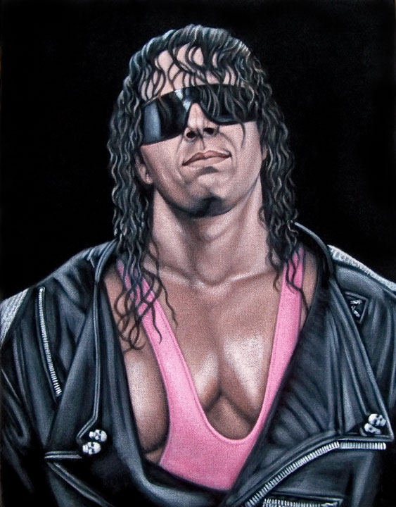 WWE Bret the Hitman Hart black velvet painting