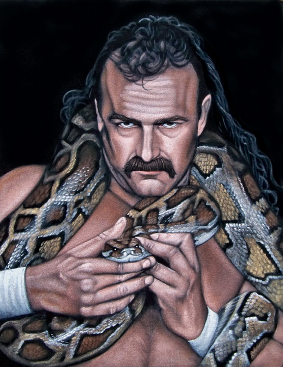 WWE Jake the Snake Roberts black velvet painting