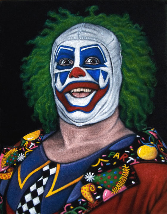 WWE Doink the Clown black velvet painting