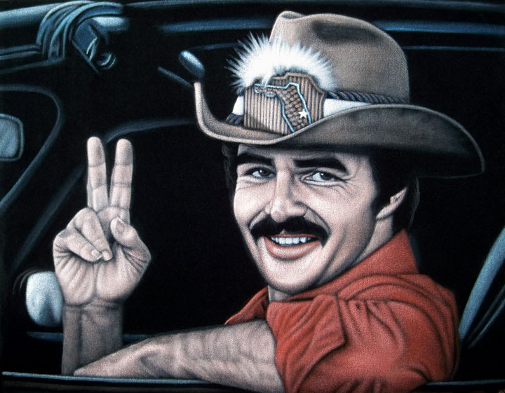 Burt Reynolds Smokey and the Bandit black velvet painting