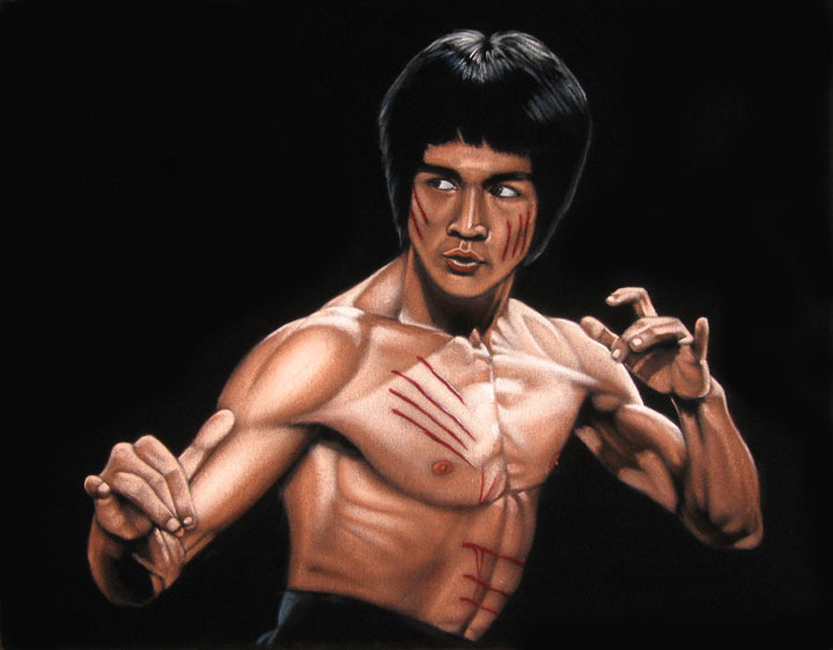 Bruce Lee black velvet painting