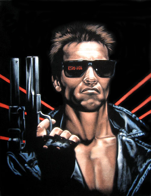The Terminator black velvet painting