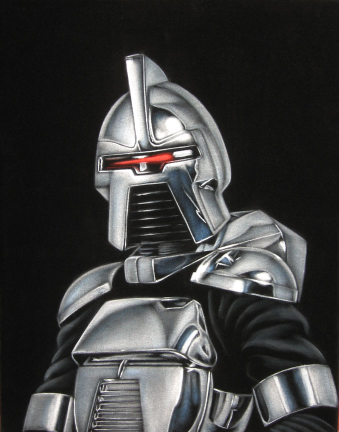 Cylon Centurion Battlestar Galactica black velvet painting