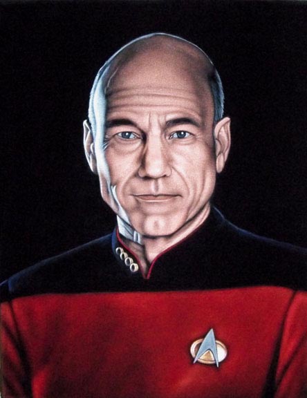 Jean Luc Picard Star Trek black velvet painting