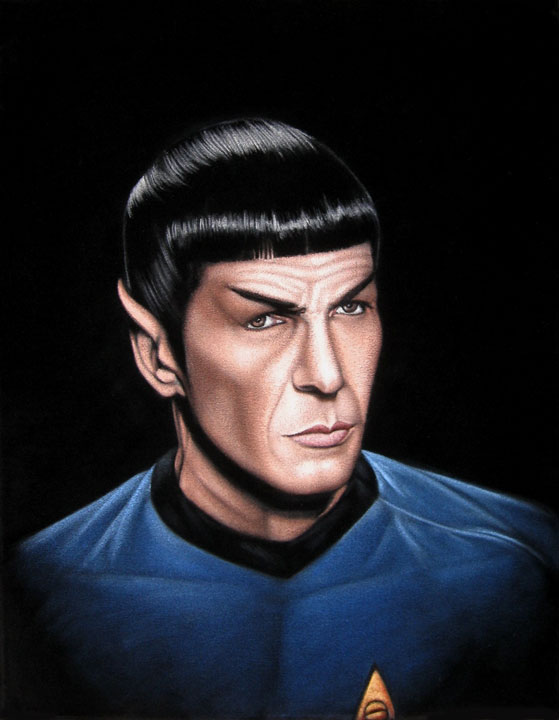 Mr. Spock Star Trek black velvet painting