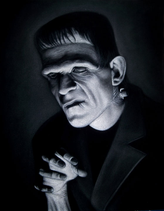 Frankenstein’s Monster black velvet painting