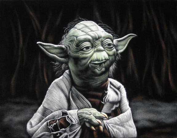Yoda black velvet painting