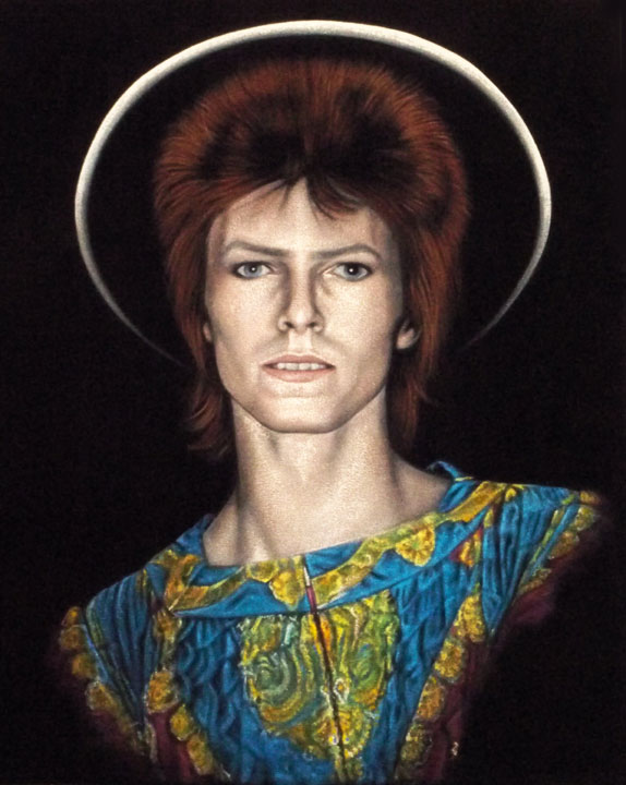 David Bowie Ziggy black velvet painting