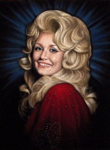 Dolly Parton black velvet painting