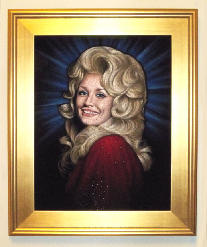 Dolly Parton velvet painting framed