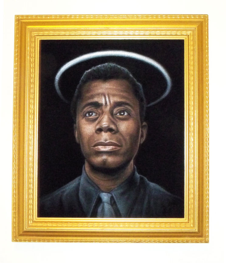 James Baldwin velvet painting framed