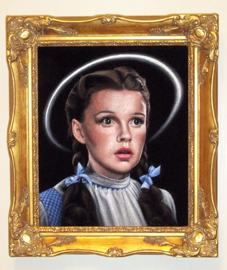 Judy Garland black velvet painting framed